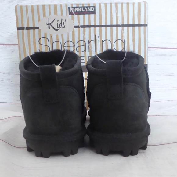 Kirkland Kids' Shearling Suede Mini Short Ankle Boots Black NEW - Picture 5 of 8